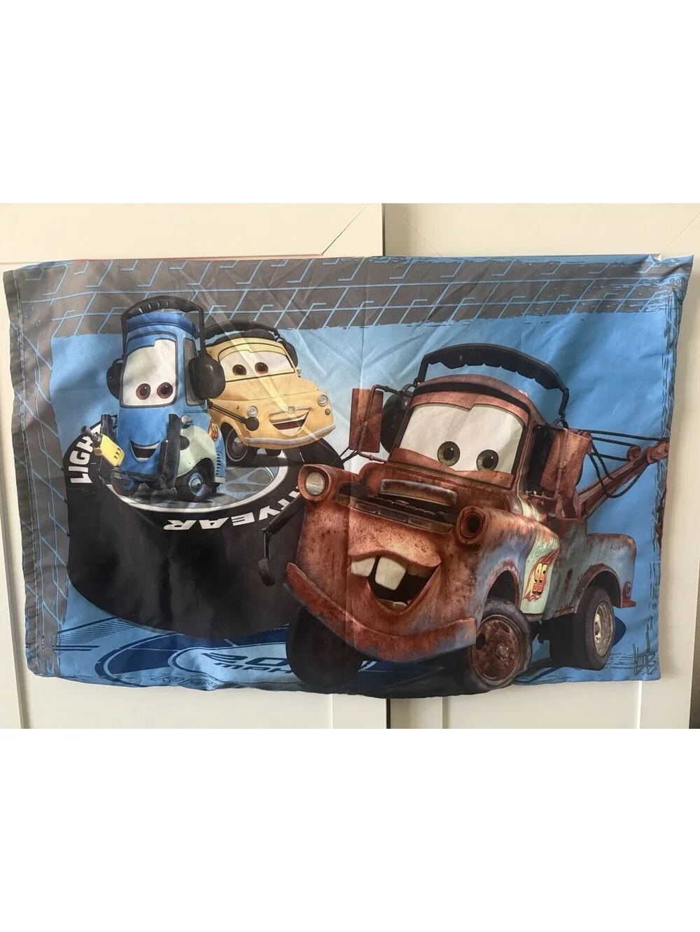 2012 Era Disney Cars 2 Double Sided Queen Pillowcase Lightning McQueen Mater